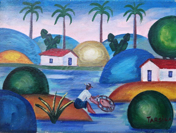 TARSILA,  ÓLEO  SOBRE  TELA.  20 X 27 cm.  OBRA ACOMPANHA DOCUMENTO