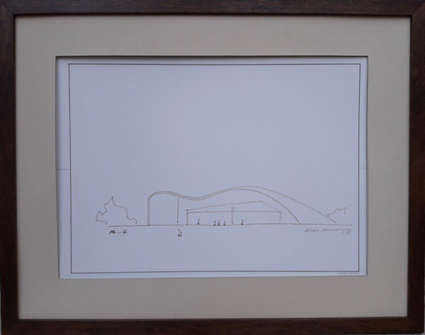 OSCAR NIEMYER, NANQUIM SOBRE CARTÃO.  32 X 45 cm.