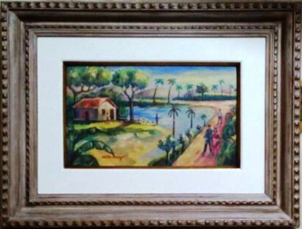 ANITA MALFATTI,  ÓLEO  SOBRE  CARTÃO SOBRE PLACA.  23 X 39 cm.  OBRA  ACOMPANHA  DOCUMENTO  DA FAMÍL