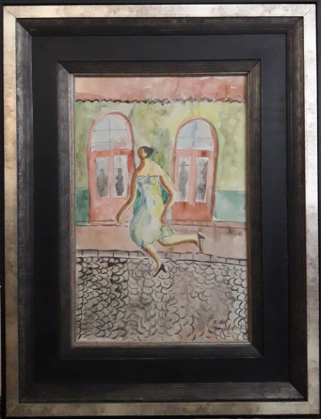 EMILIANO DI CAVALCANTE, AQUARELA,  COM CARIMBO DO ESPOLIO DE NOEMIA DE MOURÃO.  48 X 32 cm.
