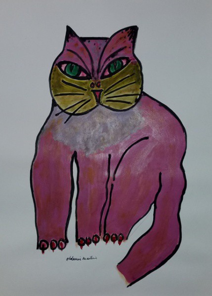 ALDEMIR MARTINS, DESENHO SOBRE CARTÃO, NANQUIM AQUARELADO. 60 X 45 cm.