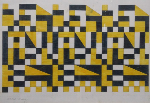 DÉCIO VIEIRA, FORMAS, TÉCNICA MISTA SOBRE PAPEL GROSSO, 28 X 40 cm, ASSINADO NO CANTO INFERIOR ESQUE