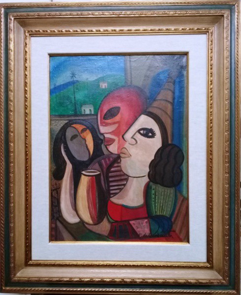 EMILIANO DI CAVALCANTE, ÓLEO SOBRE TELA. FASE DO CUBISMO  75 X 55 cm.  OBRA ACOMPANHA DOCUMENTOS
