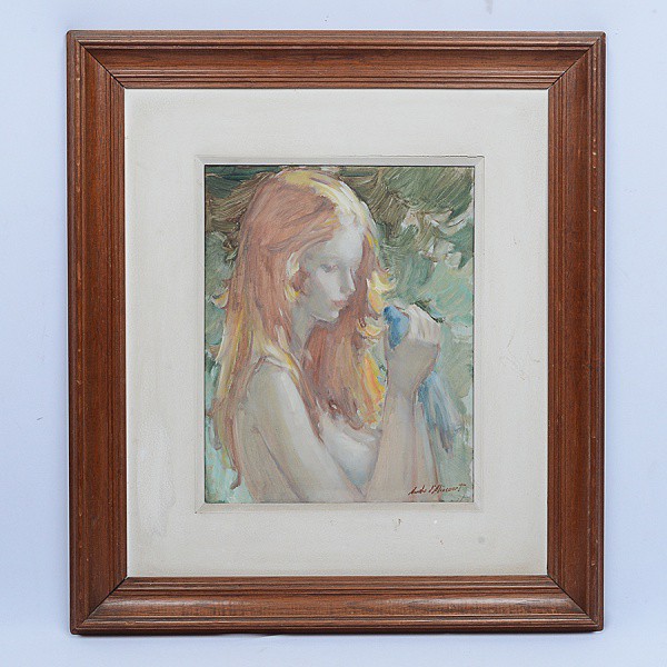 Aurélio D'Alincourt (Rio de Janeiro: 1919 - idem 1990): "Figura feminina". Óleo sobre eu