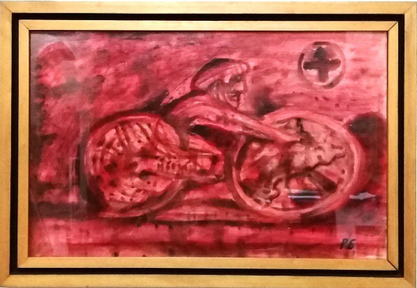 RUBENS GERCHMAN, TECNICA MISTA, CICLISTA. 40 X 60 cm.