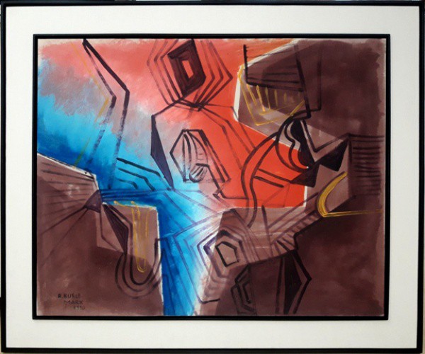 R. BURLE MARX, 1990,  ABSTRATO, TÉCNICA SOBRE CARTÃO, COLADO EM PLACA. 80 x 100 cm.