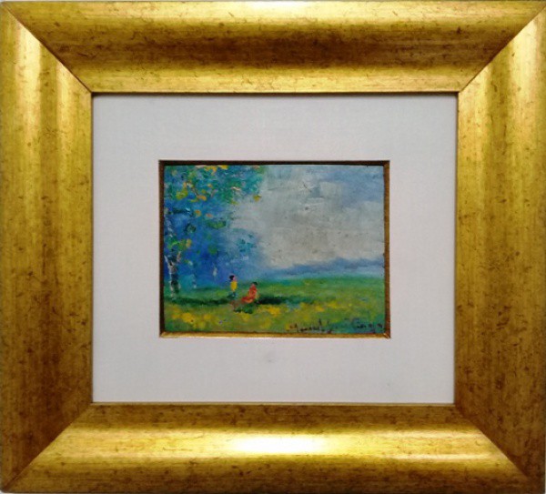 MANOEL SANTIAGO, OLEO SOBRE PLACA. PAISAGEM. 35 X 27 cm.