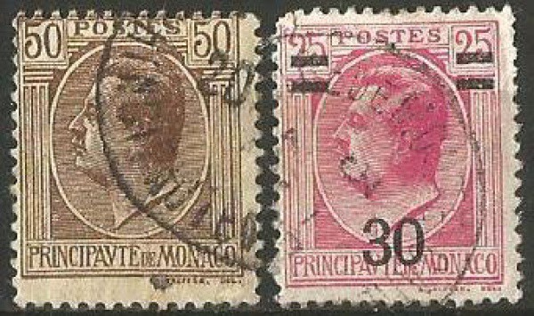 Filatelia : Selos Antigos Principado de Mônaco. Ótimo Estado.