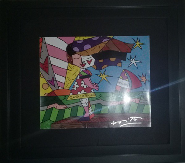 ROMERO BRITTO, Miami, Moldura caixa, medidas 25 X 30 cm. só a obra, com moldura 45 X 50 cm. obra ass