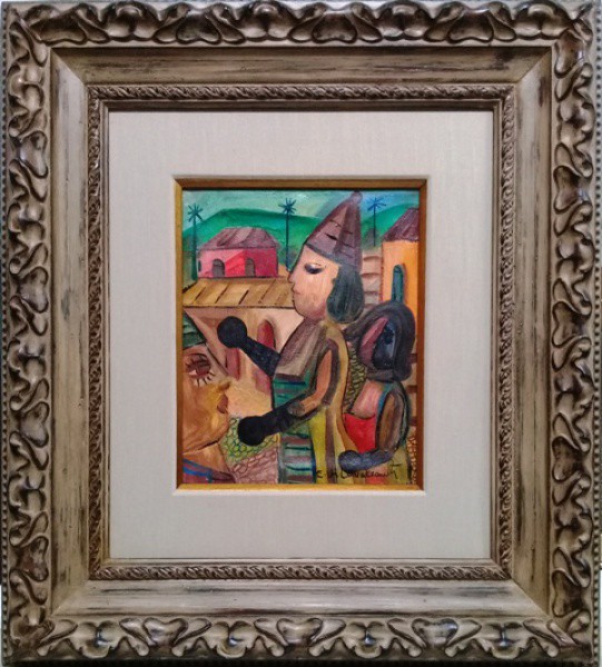 EMILIANO DI CAVALCANTE, ÓLEO SOBRE TELA.  30 x 25 cm.  ASSINADO FRENTE E VERSO. OBRA ACOMPANHA DO