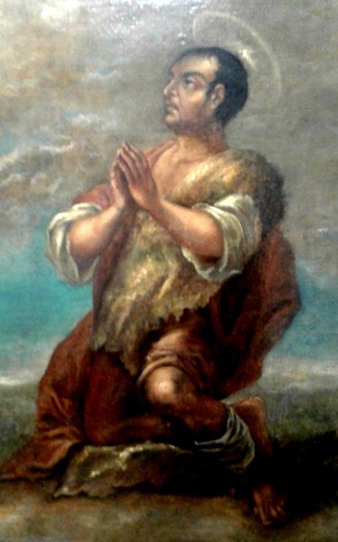 SÃO JOÃO BATISTA NO DESERTO, ÓLEO SOBRE TELA, ASSINATURA NÃO IDENTIFICADA, SÉCULO  XVIII, OBRA COM L
