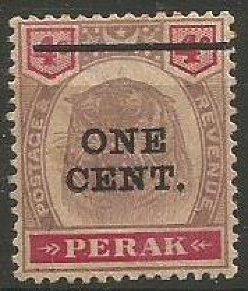 Filatelia : Selo Estado Malaio Perak - Trigue , cerca de 1899. Ótimo estado