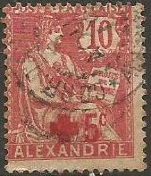 Filatelia : Selos Clássico Frances -  Alexandria , direitos dos Homens , 1915. MBC