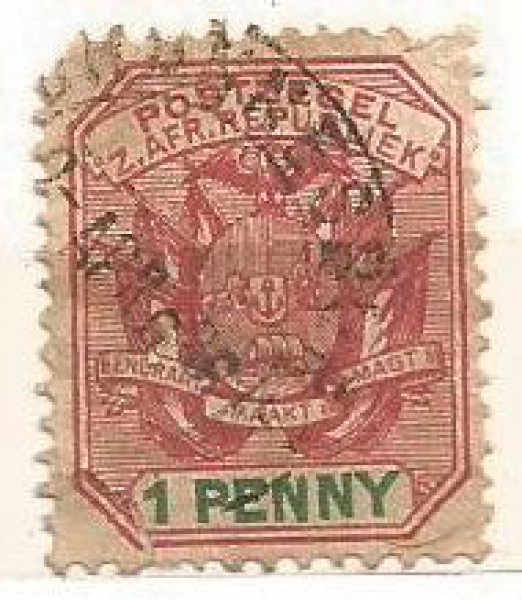 Filatelia: Selos - África Sul - Brasão Armas Leão, 1 Penny. MBC