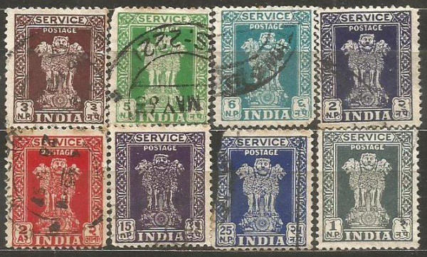 Filatelia: (8) Selos Clássicos Indianos. Muito bem conservados.