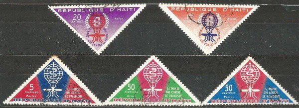 Filatelia: (5) Selos Haitianos. Muito bem conservados.