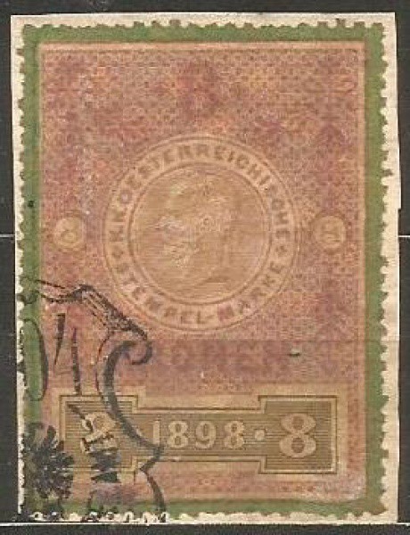 Filatelia: Selo Clássico do Império Austro-Húngaro 1898. Muito bem conservado.