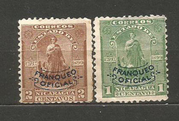 Filatelia: (2) Selos Clássicos da Nicaragua. Muito bem conservados.