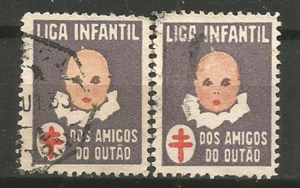Filatelia: (2) Cinderelas Liga Infantil de apoio aos Tuberculosos. Muito bem conservadas.