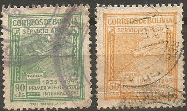 Filatelia: (2) Selos Correios Bolivianos. Muito bem conservados.