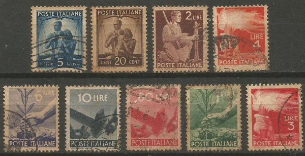 Filatelia: (9) Selos Italianos. Muito bem conservados.