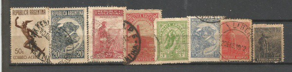Filatelia : Selos (8 ) Argentinos . MBC