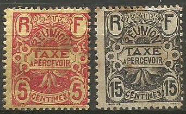 Filatelia : Selo Clássico De Taxa - Ilha de Reunion , 1907. MBC