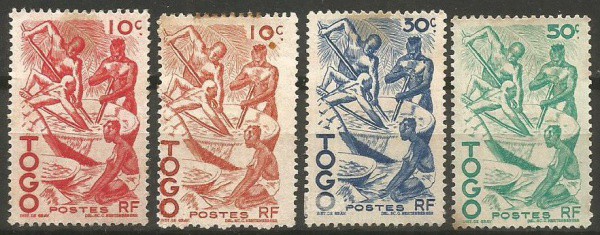 Filatelia : Selos (4) Protetora Frances Togo. Ano 1947. Ótimo estado