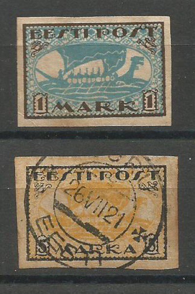 Filatelia : Selos (2) Estónia, cerca 1920. MBC