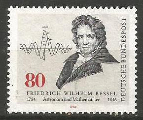 Filatelia : Selos  Alemanha - Retrato de Friedrich Wilhelm Bessel (1784-1846: Alemão matemático e as