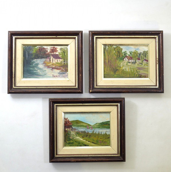 CARLOS RUSSO - 3 (três) Quadros - Óleo Sobre Tela - "Paisagem Rural" a.c.i.d. "RUSSO"