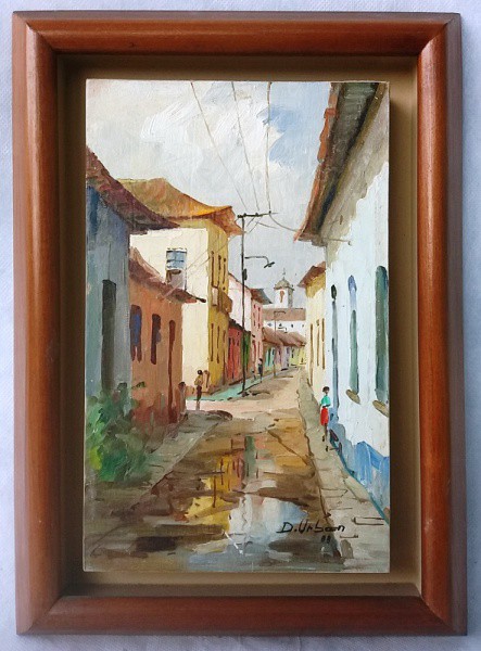 D. Urban - Casario, Óleo sobre tela placa, ACID, medida total com moldura, aprox. 33 x 24 cm