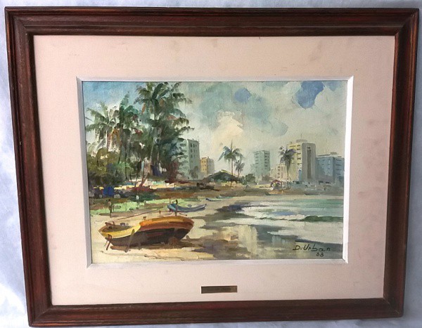 D. Urban - Praia Iracema Fortaleza CE, Óleo sobre tela, ACID, circa 88, medida total com moldura, ap