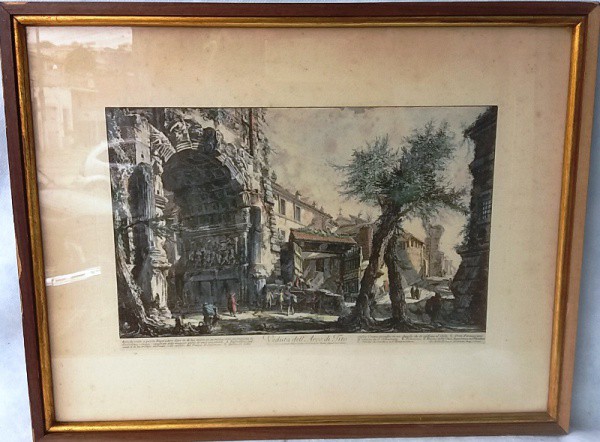 Estampa Italiana - Veduta dell arco Arco de Tito, medida total com moldura, aprox. 38 x 48 cm