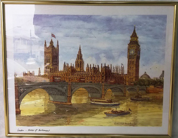 David H. - Londres, estampa emoldurada, ACID, medida total com moldura, aprox. 32 x 40 cm