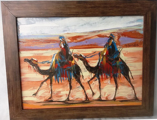 Moises - Camelos e figuras, Técnica mista, medida da obra aprox. 49 x 30 cm