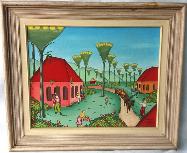 Mario de Araujo - Paisagem rural, Óleo sobre placa, ACID, medida total com moldura, aprox. 56 x 66 c