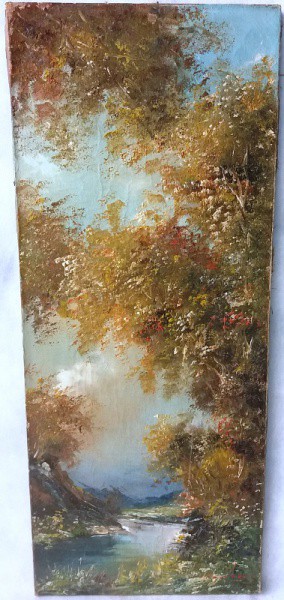 Assinatura ilegivel - Paisagem, Óleo sobre tela (Sem moldura), ACID, medida da tela, aprox. 60 x 25