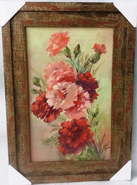 Juvé - Flores, Óleo sobre tela, ACID, medida total com moldura, aprox. 50 x 35 cm
