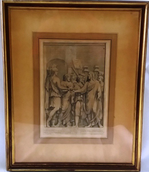 Antiga gravura Europeia - Providentlae Avgvti - medida total com moldura aprox. 54,5 x 44,5 cm