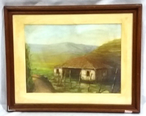 Assinatura ilegível - Casario- ACID - medida total com moldura aprox. 37 x 46,5 cm