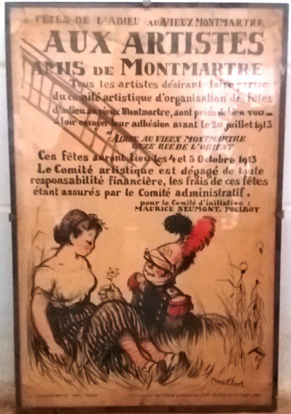Quadro Francês assinado - Aux Artistes Amis de Montmartre - datado de 1898 -  medida total aprox. 60