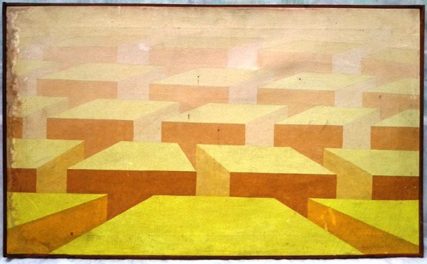 Ingres Speltri - Cubismo, Óleo sobre tela, ( apresente manchas) ACID, medida da obra, aprox. 45 x 75