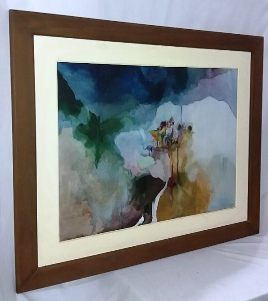 Assinatura ilegível - Abstrato- óleo sobre tela - ACID - medida total com moldura aprox. 86,5 x 1,07