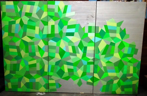 Miriam de Los Angeles - Painel tríptico, Óleo sobre tela, Titulo `Horta` cada painel tem 1,40 x 70 c