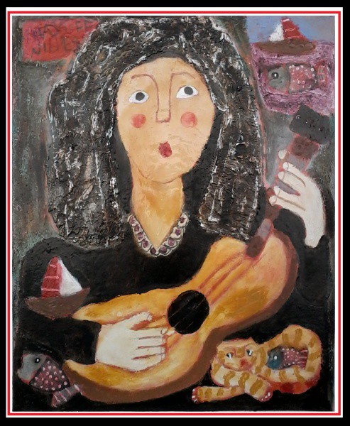 Asfaduroff Nibbes - 1995 - (La maja) - Óleo e Encaustica s/ tela - Medindo 50 x 40,5 cm s/ Mold.