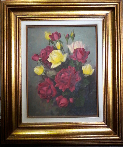 Takaki - Déc. 70 - óleo s/placa - Flores - Medindo 35 x 27 cm