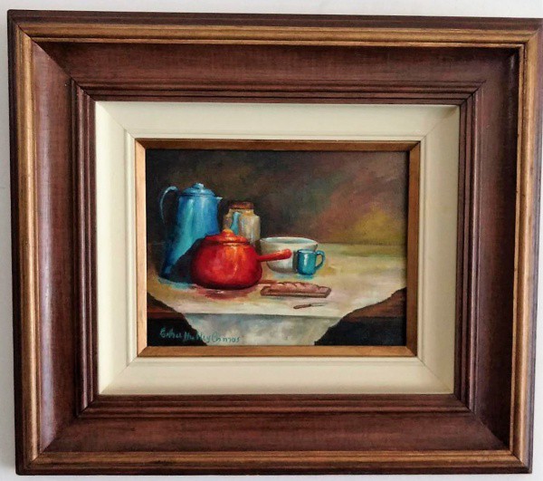 Esther Hulley Cosmos - Cafe da tarde na fazenda - óleo sobre tela, 0,46 cms x 0,40 cms