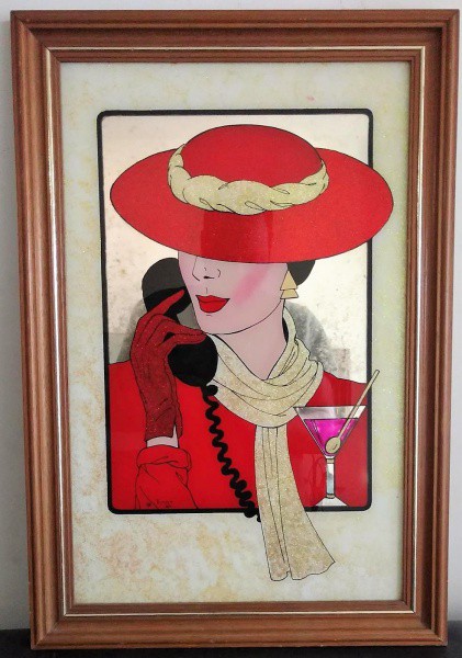 Emma - Belíssimo quadro representando mulher em técnica mista. 0,62 cms x 0,43 cms. Assinado