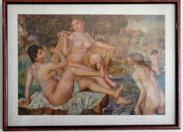 Bela reprodução de mulheres se banhando. Peca europeia. em perfeito estado. 0,56 cms x 0,41 cms.